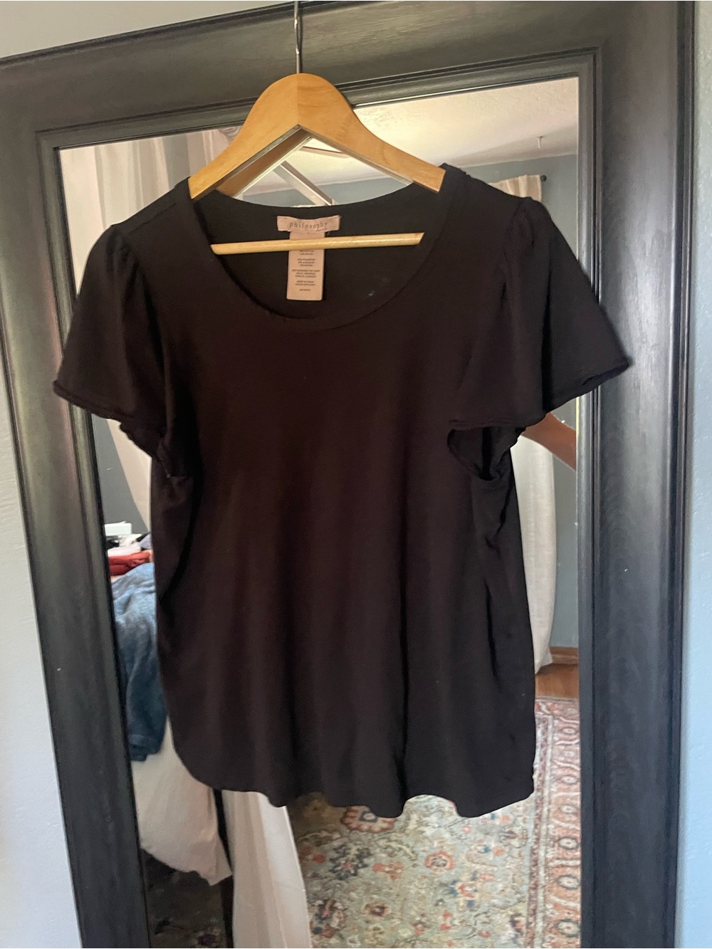 Philosophy Black Scoop Neck Short Sleeve Tee